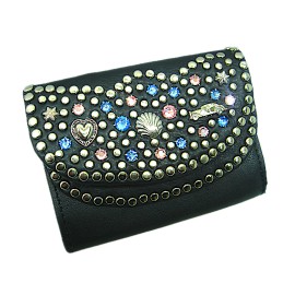 Strass Geldbörse Mini 2 Klappen neu pink